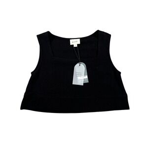 P Cill Linen Sleeveless‎ Cropped Top Black Size Small NWT Summer Vacation
